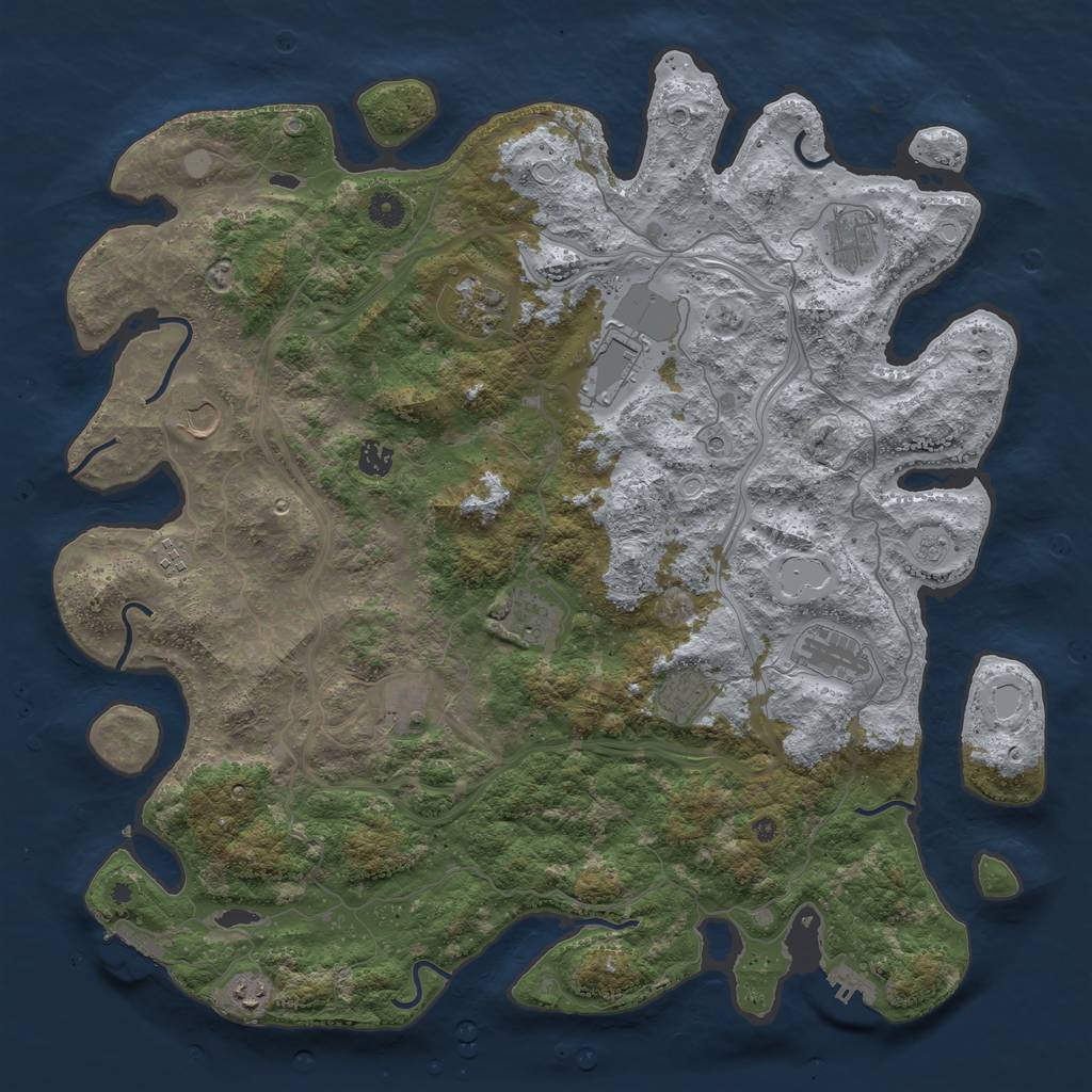 Rust Map: Procedural Map, Size: 4600, Seed: 42250148, 18 Monuments