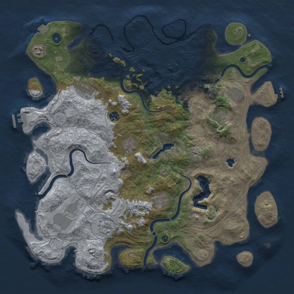Rust Map: Procedural Map, Size: 4500, Seed: 716239, 16 Monuments