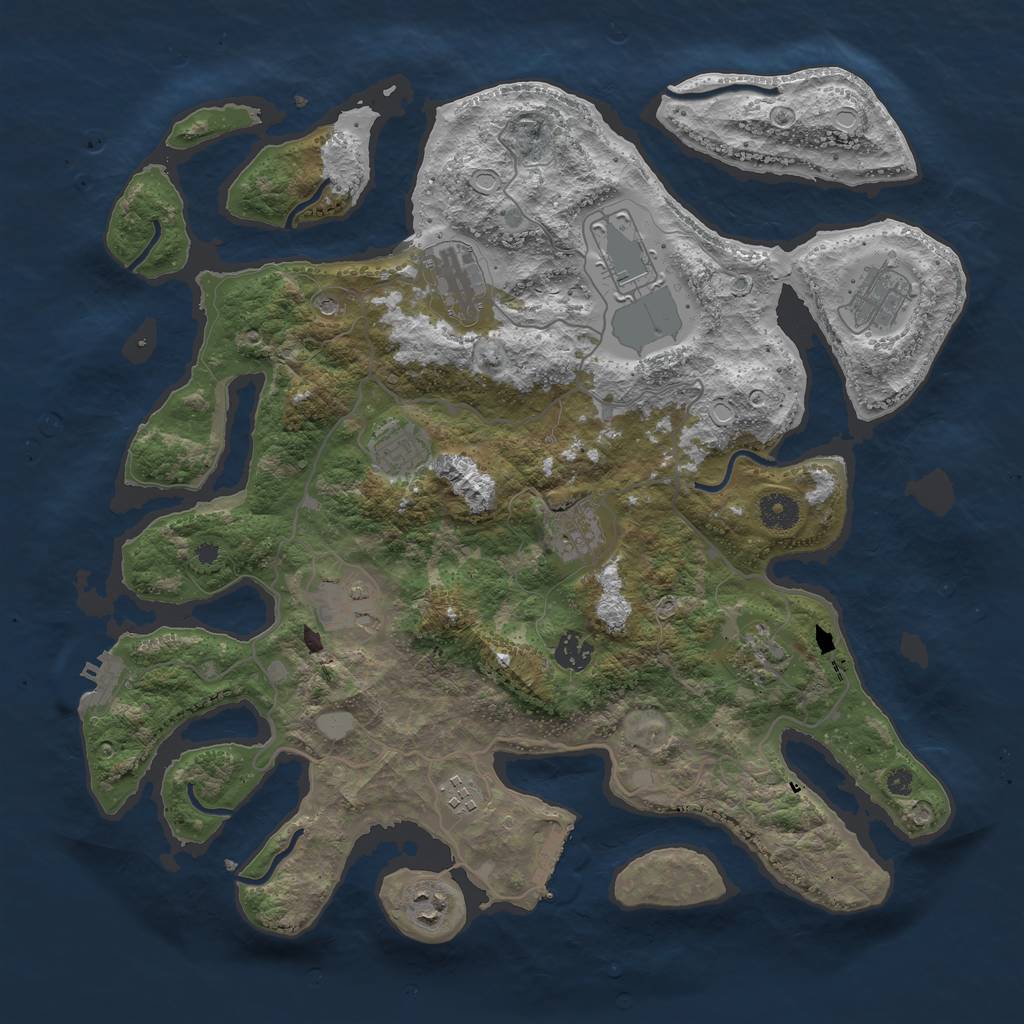Rust Map: Procedural Map, Size: 4000, Seed: 1098483397, 18 Monuments