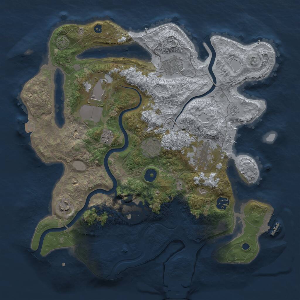 Rust Map: Procedural Map, Size: 3550, Seed: 632375, 14 Monuments