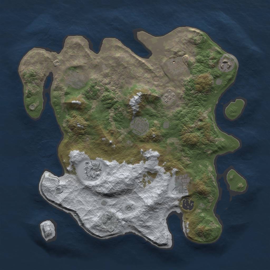 Rust Map: Barren, Size: 3400, Seed: 6738, 11 Monuments
