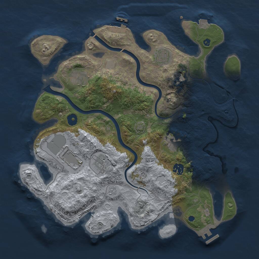 Rust Map: Procedural Map, Size: 3510, Seed: 5512321, 13 Monuments