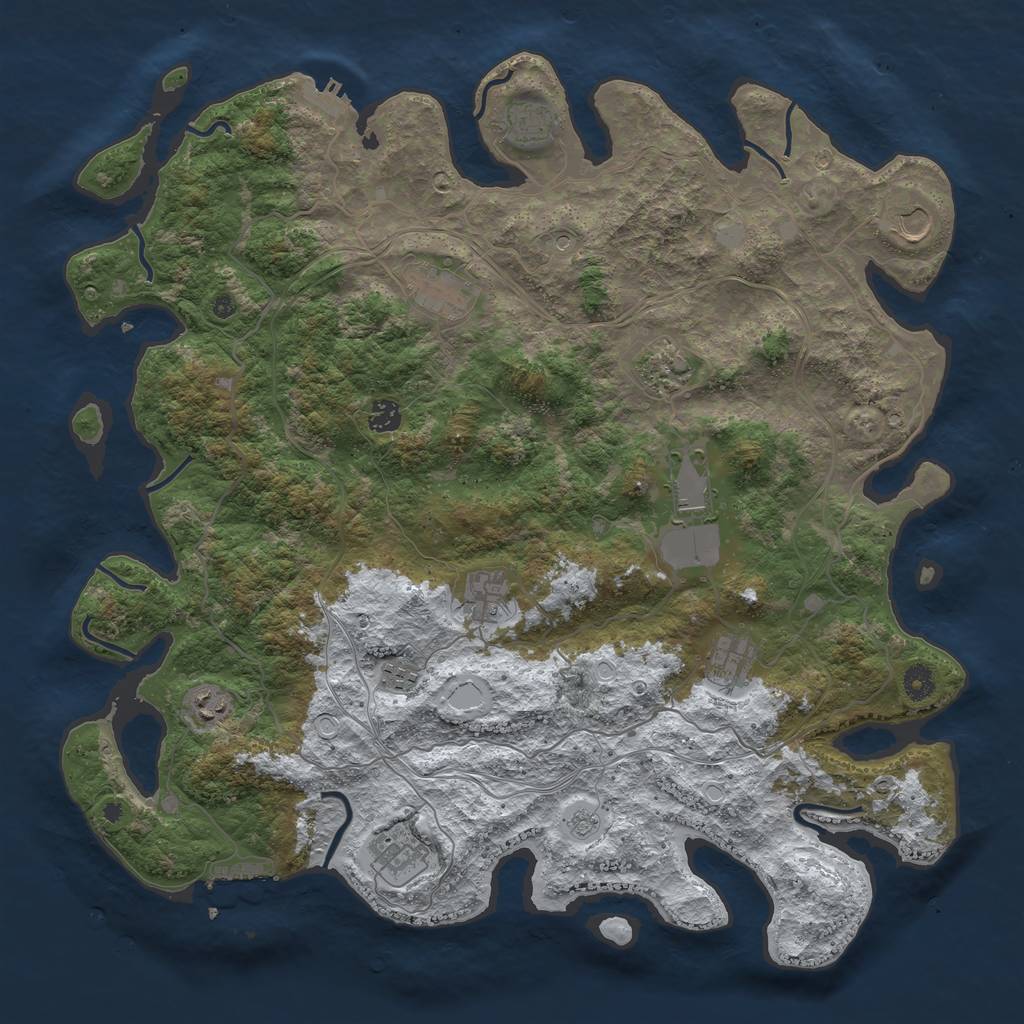 Rust Map: Procedural Map, Size: 4500, Seed: 5309321, 20 Monuments
