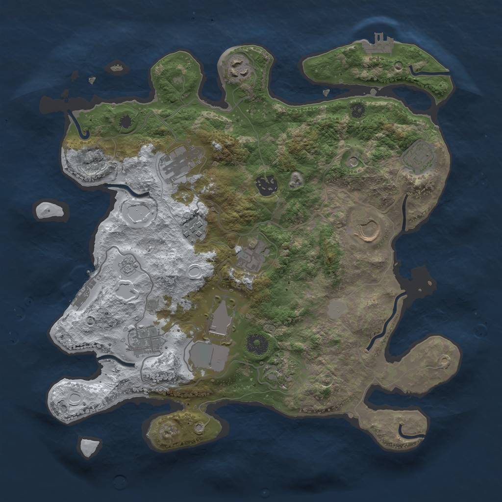 Rust Map: Procedural Map, Size: 3500, Seed: 4843714, 19 Monuments