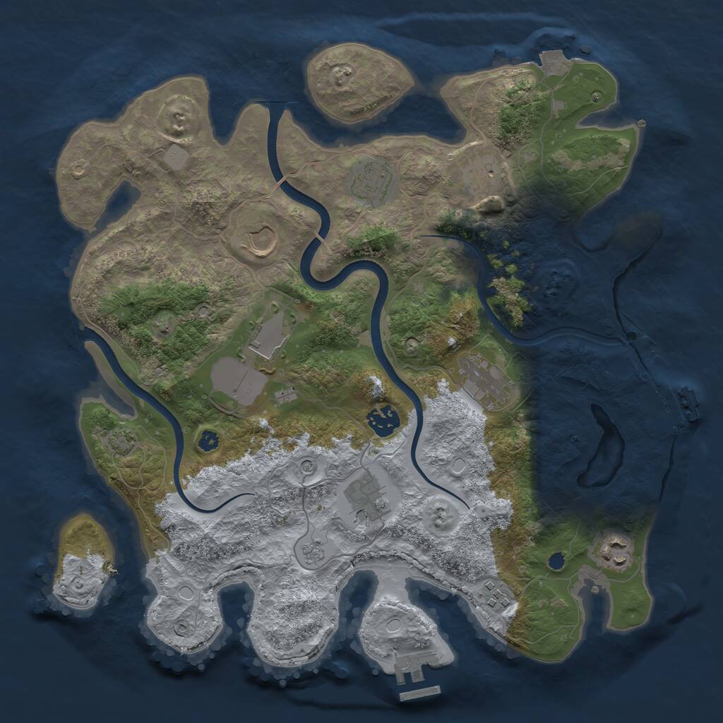 Rust Map: Procedural Map, Size: 3550, Seed: 992712, 15 Monuments