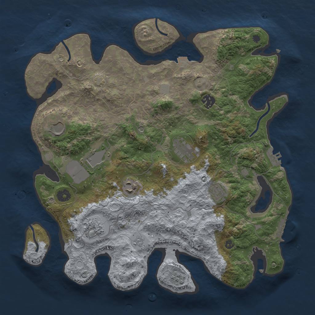 Rust Map: Procedural Map, Size: 3550, Seed: 992712, 16 Monuments