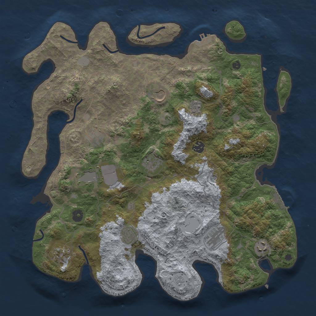 Rust Map: Procedural Map, Size: 4000, Seed: 810099681, 17 Monuments