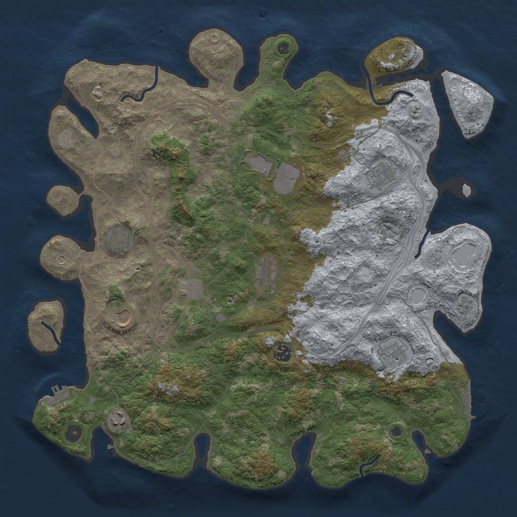 Rust Map: Procedural Map, Size: 4500, Seed: 4233156, 19 Monuments