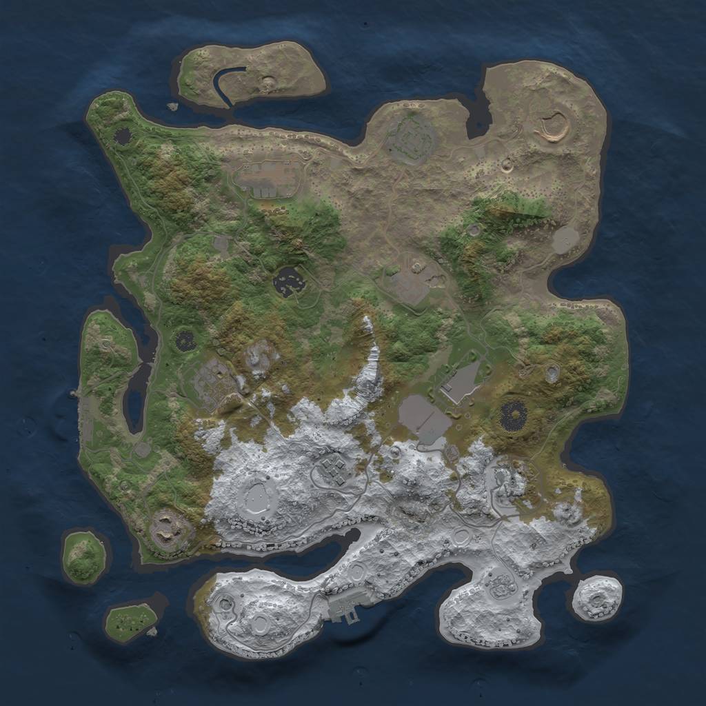 Rust Map: Procedural Map, Size: 3550, Seed: 402638, 19 Monuments