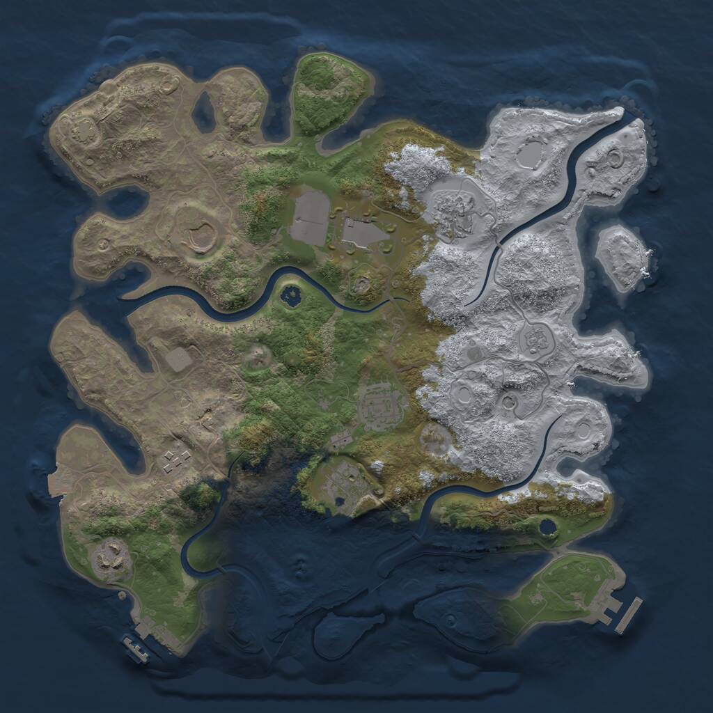 Rust Map: Procedural Map, Size: 3550, Seed: 355295, 13 Monuments
