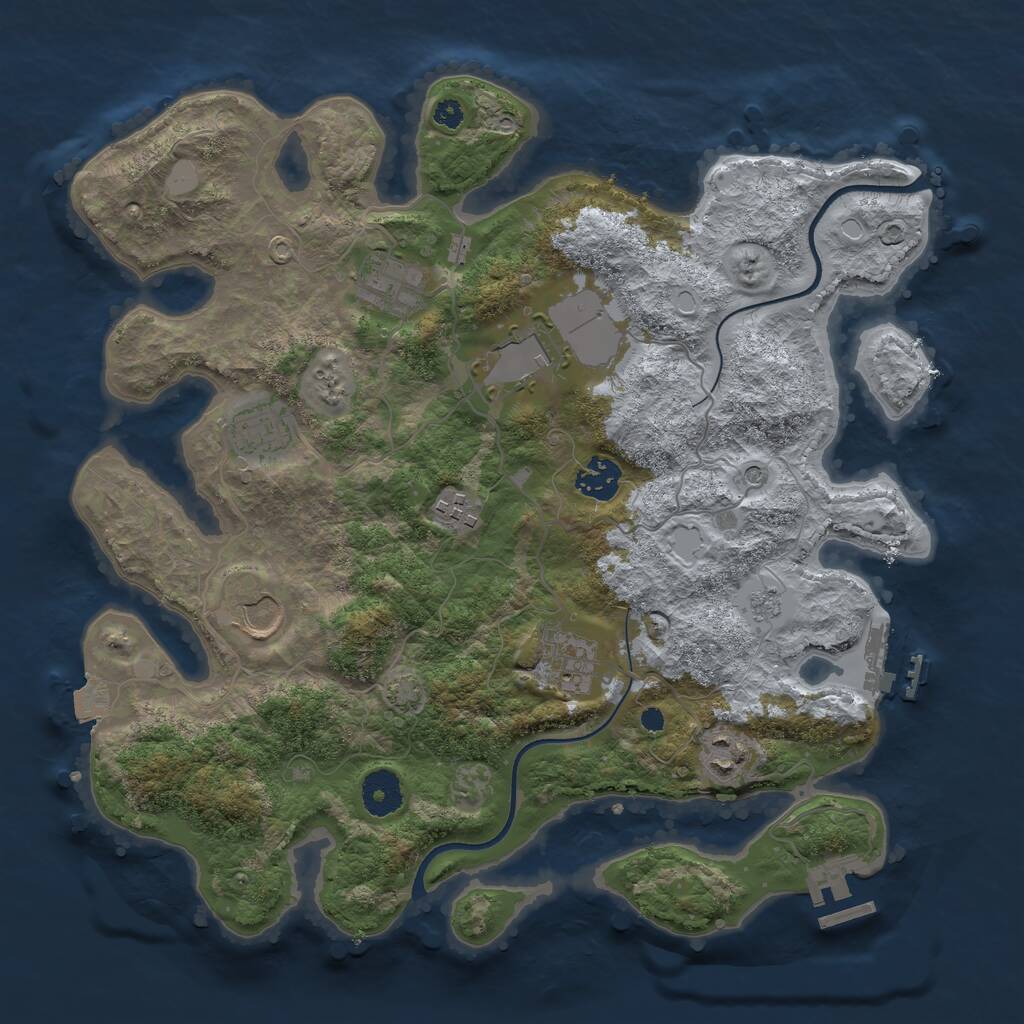 Rust Map: Procedural Map, Size: 3550, Seed: 355295, 14 Monuments