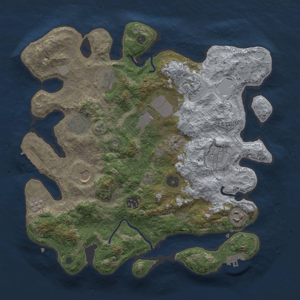 Rust Map: Procedural Map, Size: 3550, Seed: 355295, 16 Monuments