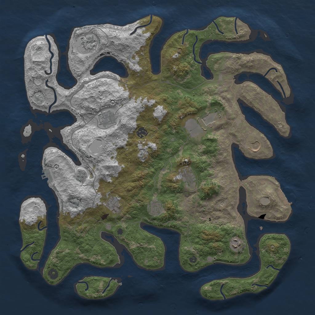 Rust Map: Procedural Map, Size: 4500, Seed: 5087170, 18 Monuments