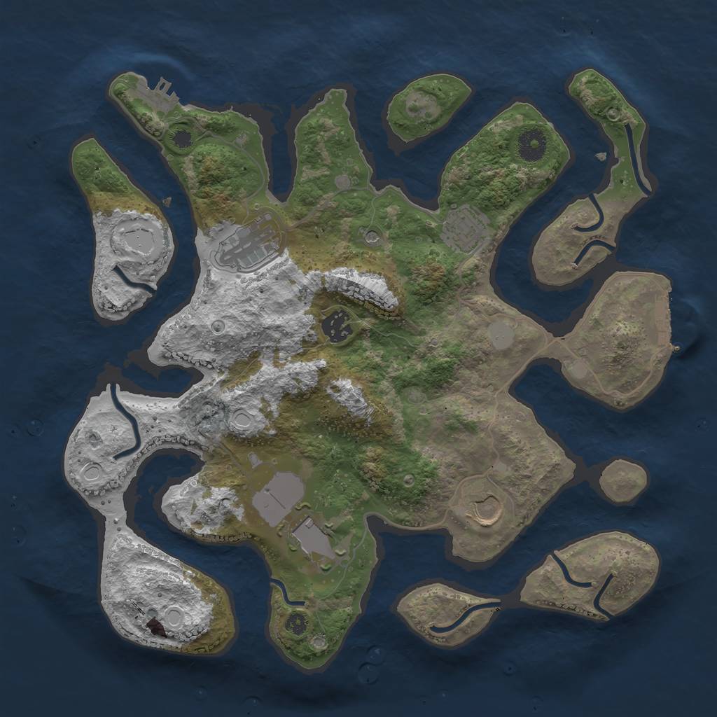 Rust Map: Procedural Map, Size: 3500, Seed: 1832921414, 13 Monuments