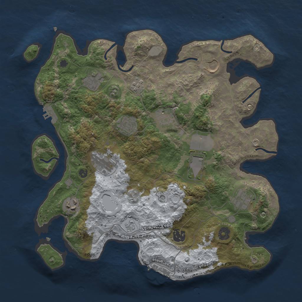 Rust Map: Procedural Map, Size: 3500, Seed: 493036, 19 Monuments