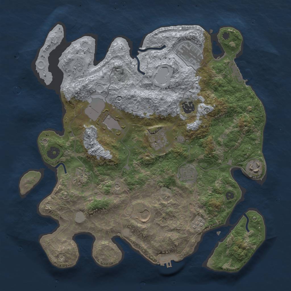 Rust Map: Procedural Map, Size: 3500, Seed: 395962142, 18 Monuments