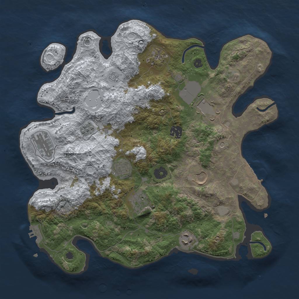 Rust Map: Procedural Map, Size: 3500, Seed: 253452365, 18 Monuments