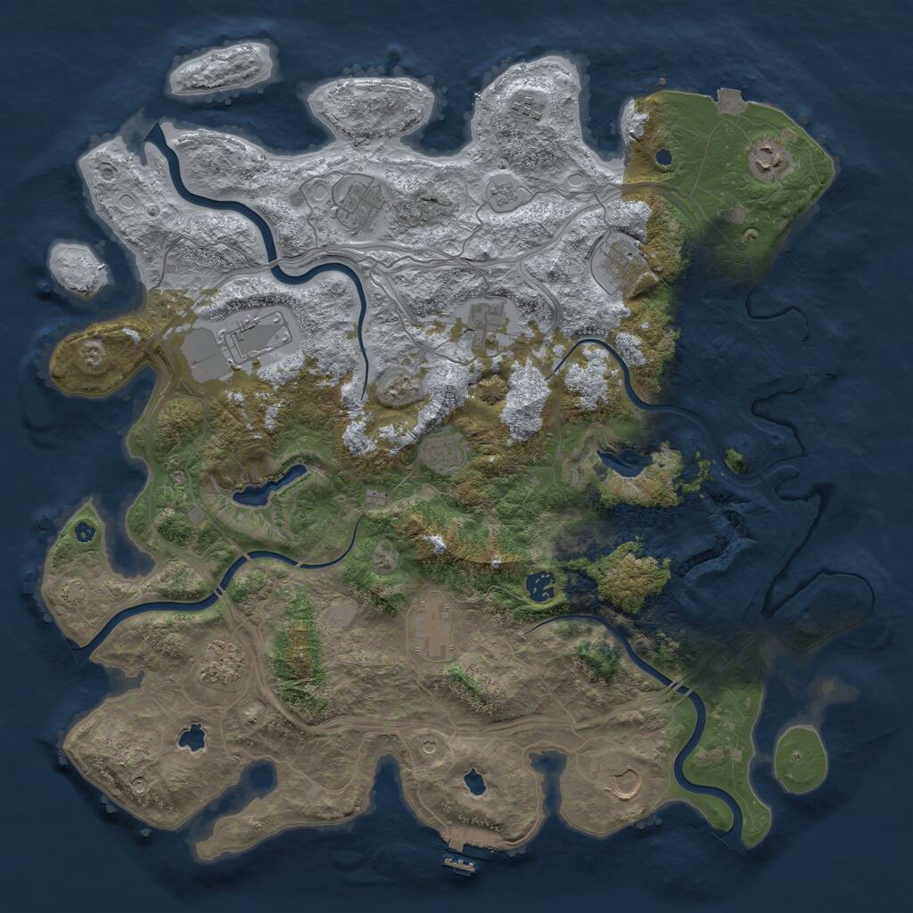 Rust Map: Procedural Map, Size: 4500, Seed: 2095197, 17 Monuments
