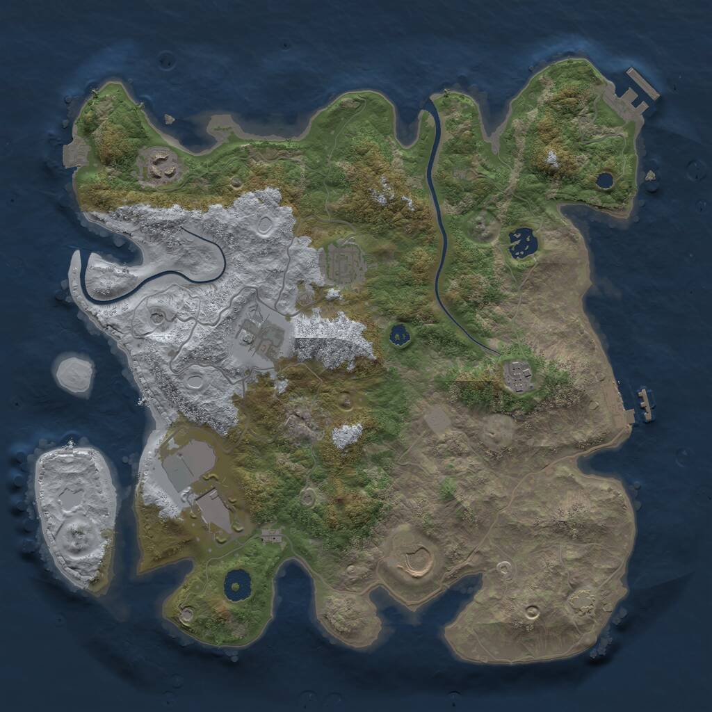 Rust Map: Procedural Map, Size: 3550, Seed: 468749, 12 Monuments