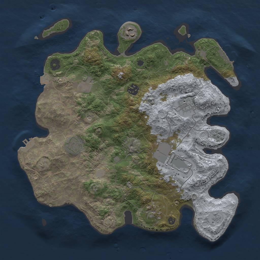 Rust Map: Procedural Map, Size: 3500, Seed: 1222554110, 16 Monuments