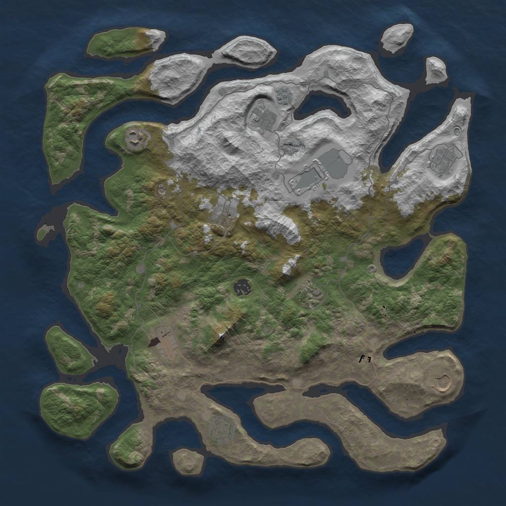 Rust Map: Barren, Size: 4500, Seed: 1974952, 14 Monuments