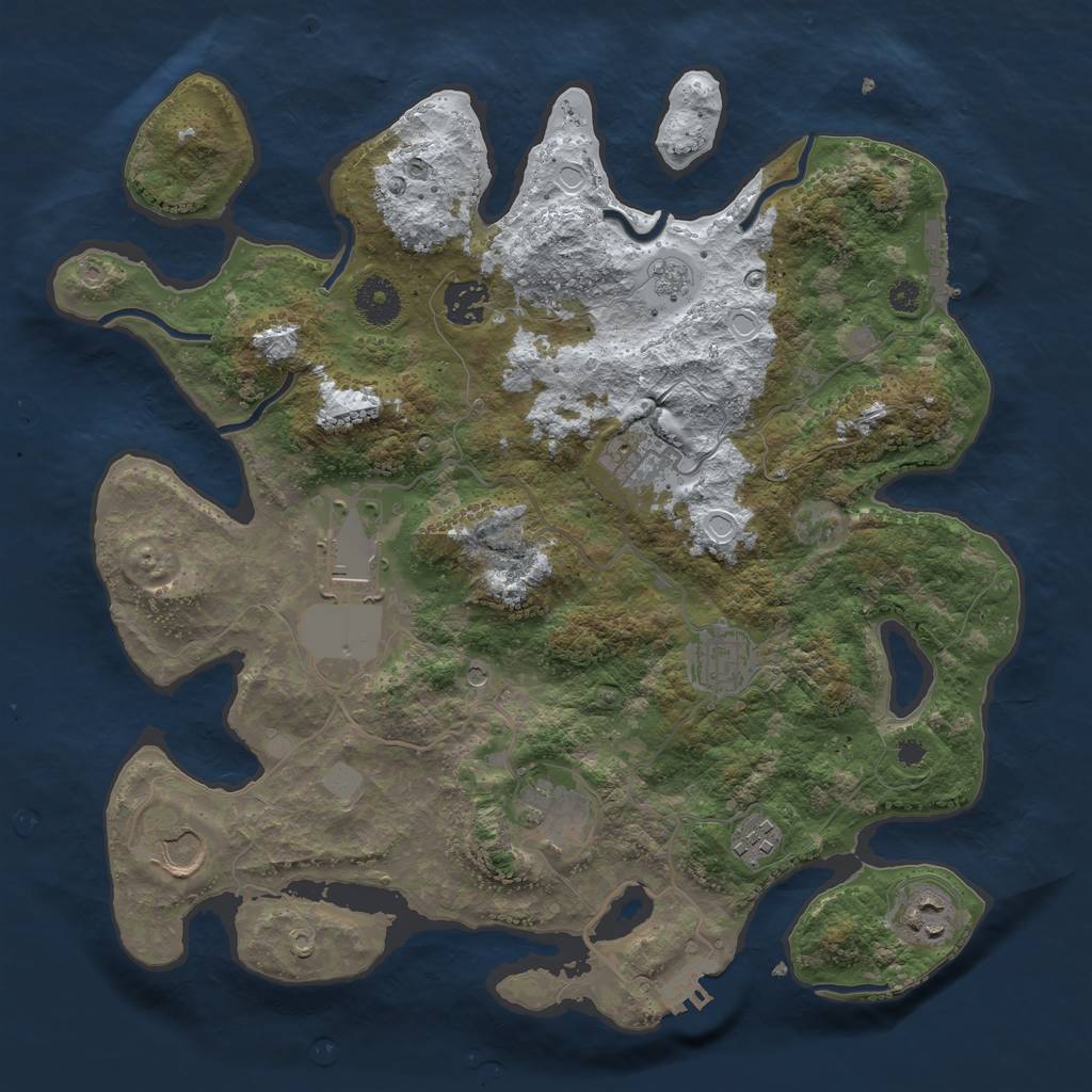 Rust Map: Procedural Map, Size: 3550, Seed: 380199, 17 Monuments