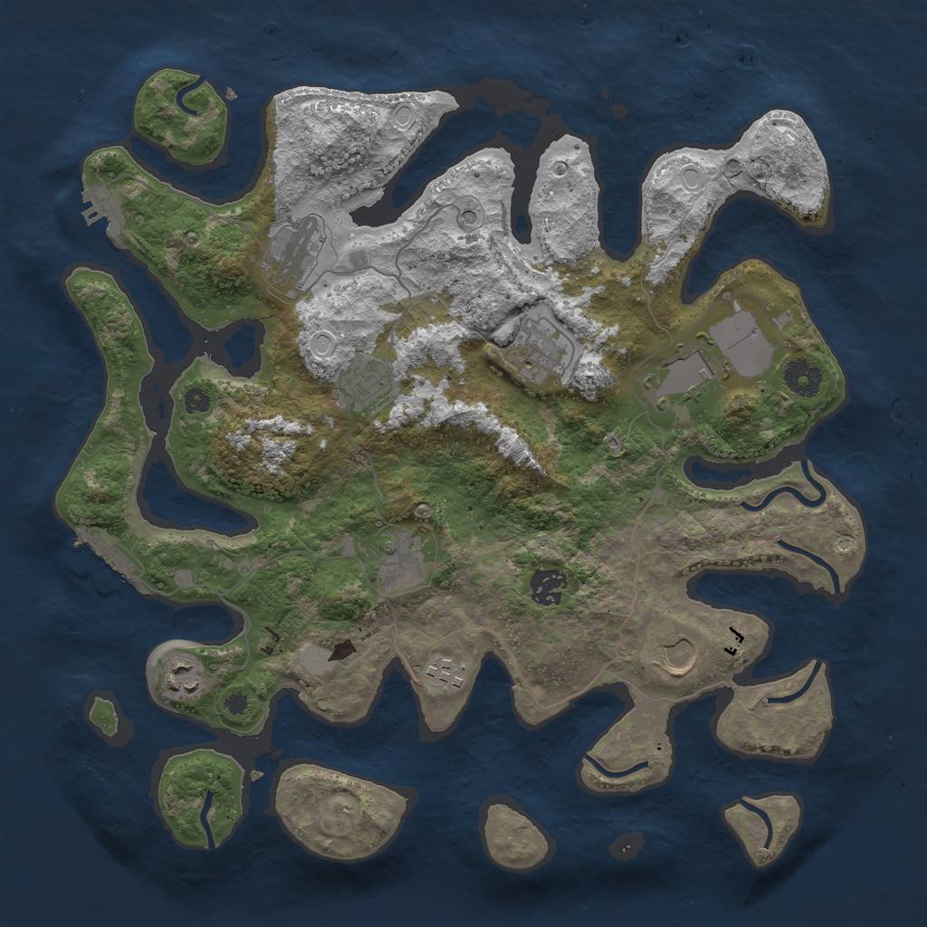 Rust Map: Procedural Map, Size: 3700, Seed: 1308014, 17 Monuments