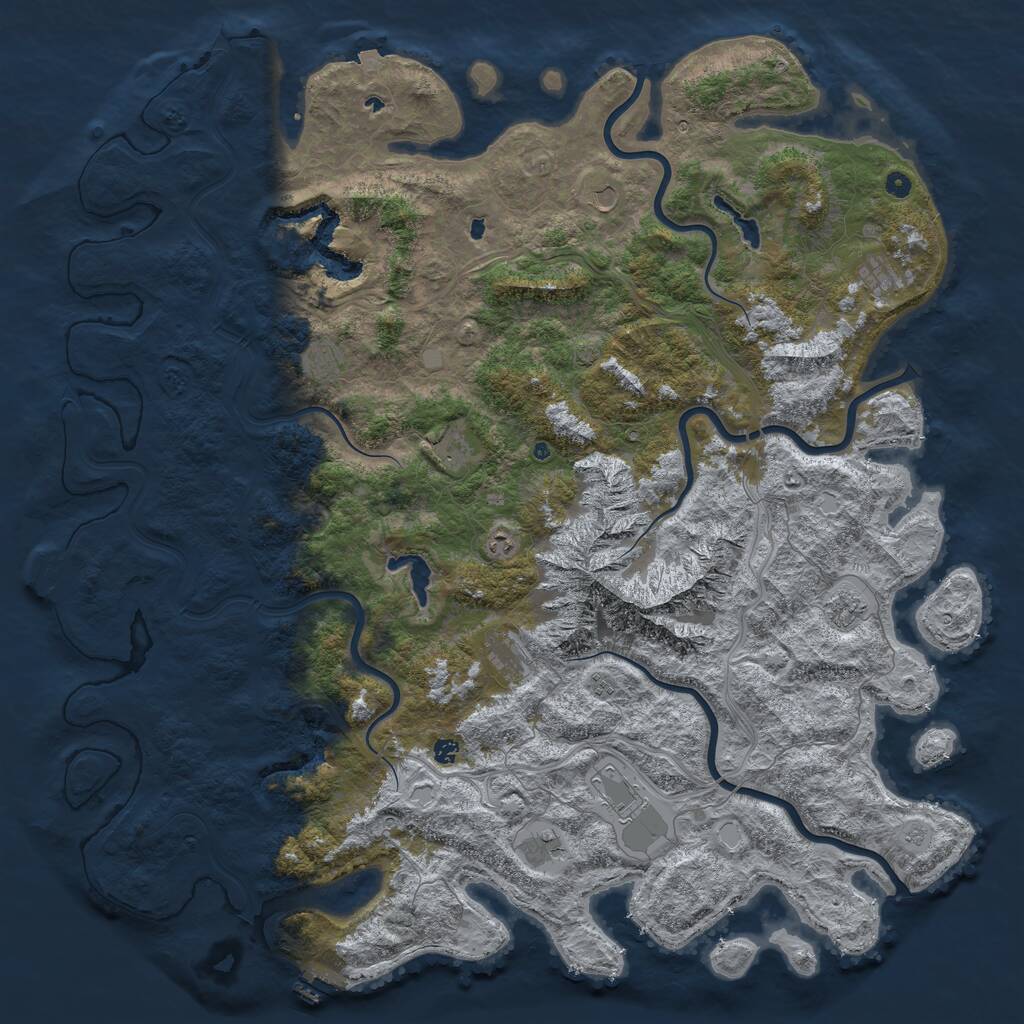 Rust Map: Procedural Map, Size: 6000, Seed: 884599851, 17 Monuments
