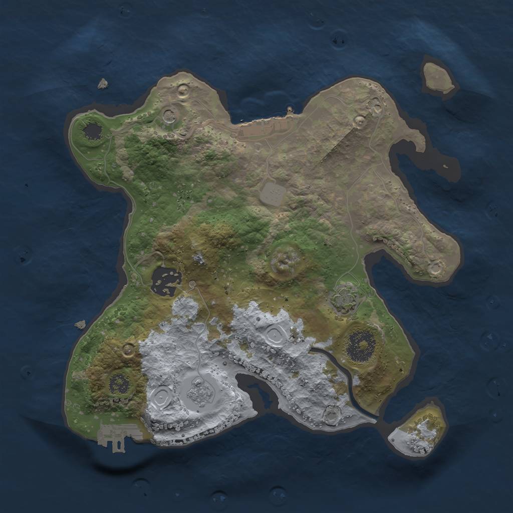 Rust Map: Procedural Map, Size: 2500, Seed: 457353937, 9 Monuments