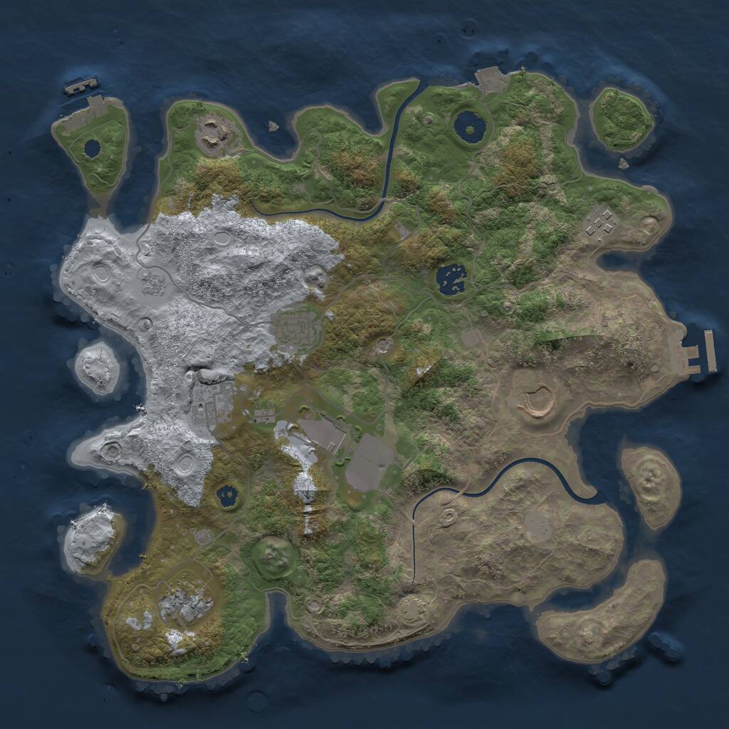 Rust Map: Procedural Map, Size: 3500, Seed: 5897256, 14 Monuments