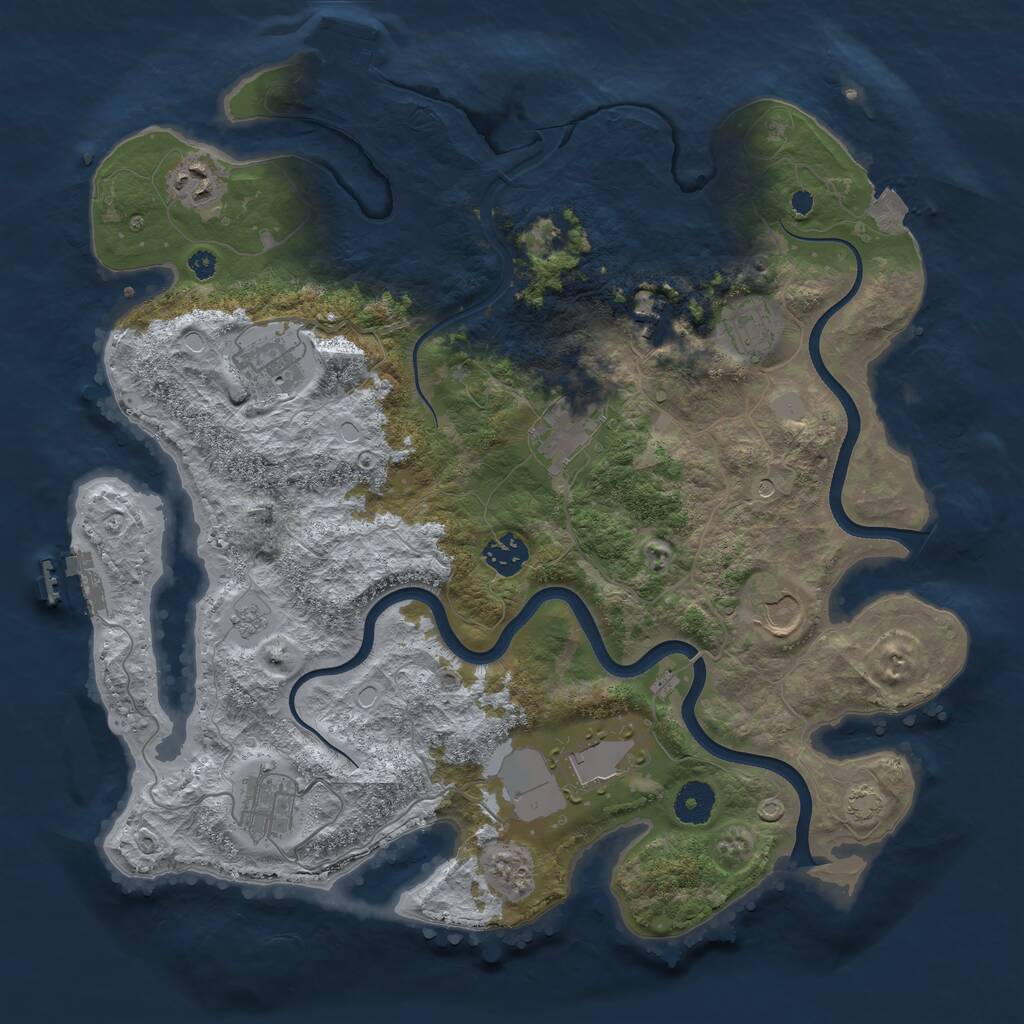 Rust Map: Procedural Map, Size: 3700, Seed: 1135519, 15 Monuments