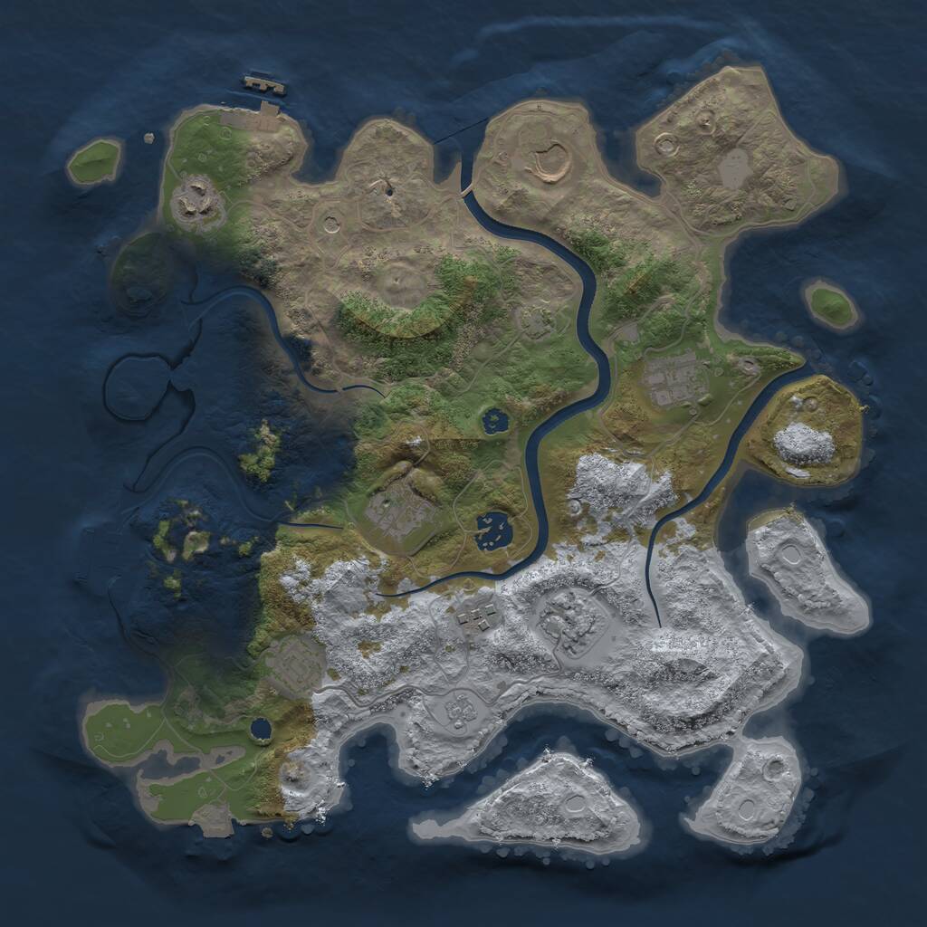 Rust Map: Procedural Map, Size: 3550, Seed: 709448, 14 Monuments