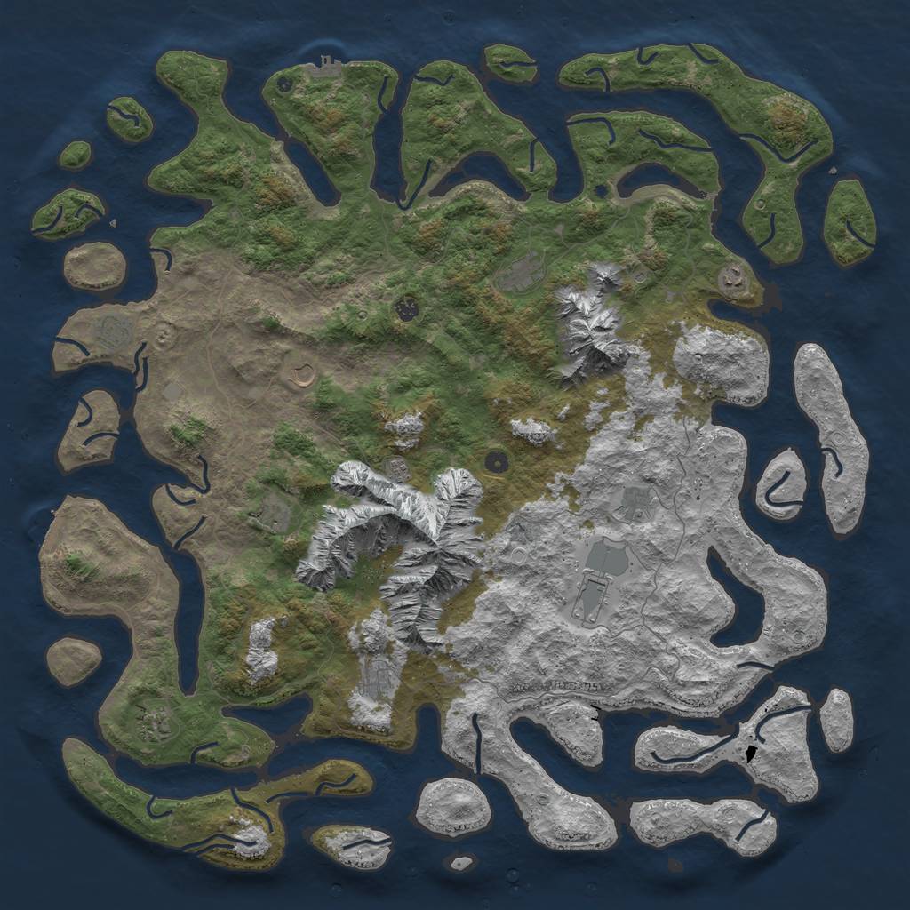 Rust Map: Procedural Map, Size: 6000, Seed: 95617490, 19 Monuments