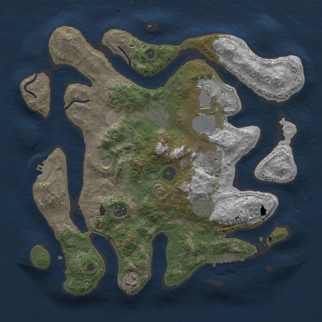 Rust Map: Procedural Map, Size: 3550, Seed: 707322, 15 Monuments