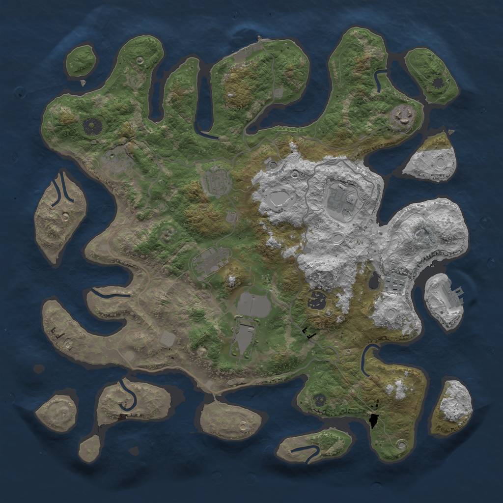 Rust Map: Procedural Map, Size: 4000, Seed: 275938, 16 Monuments
