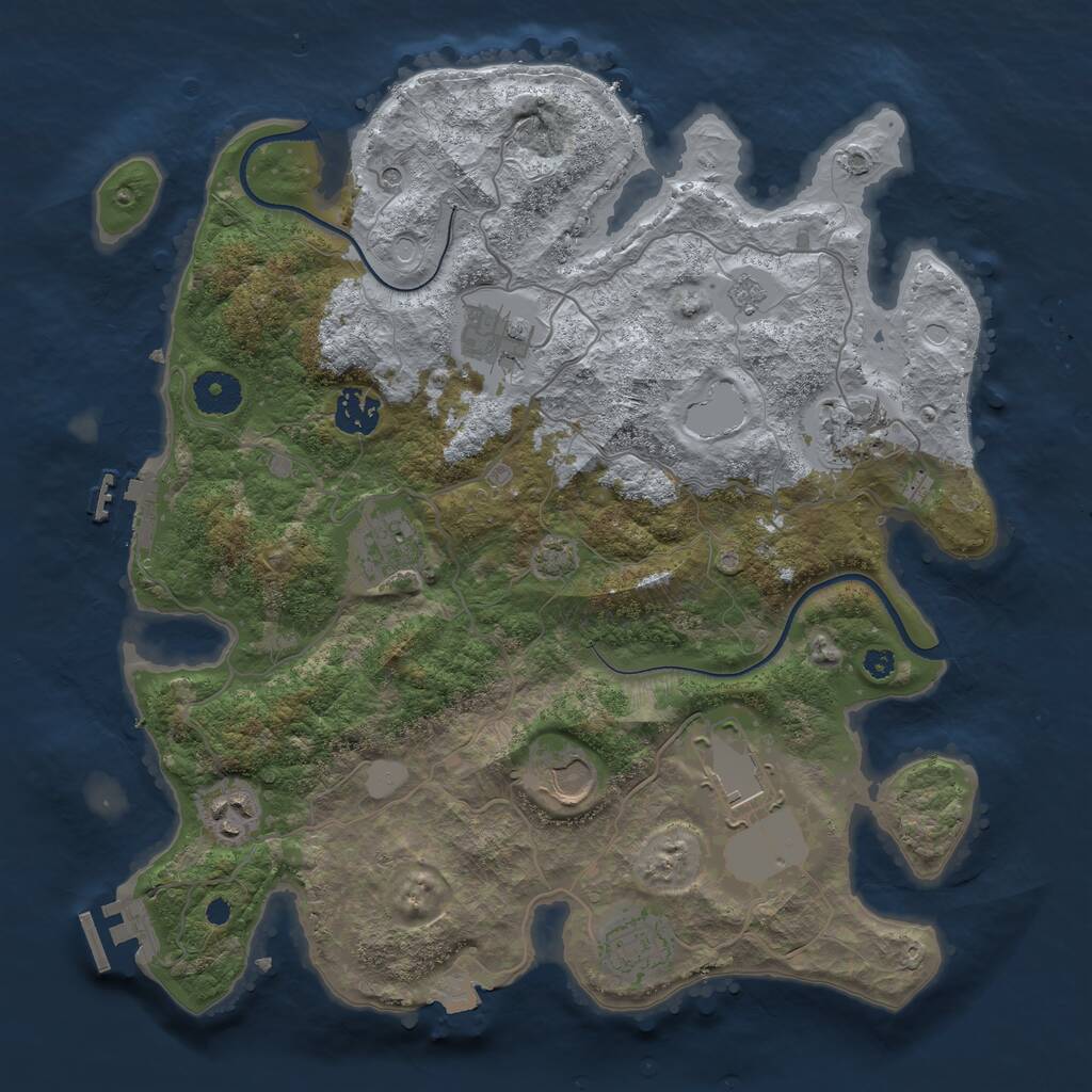Rust Map: Procedural Map, Size: 3550, Seed: 316344, 14 Monuments
