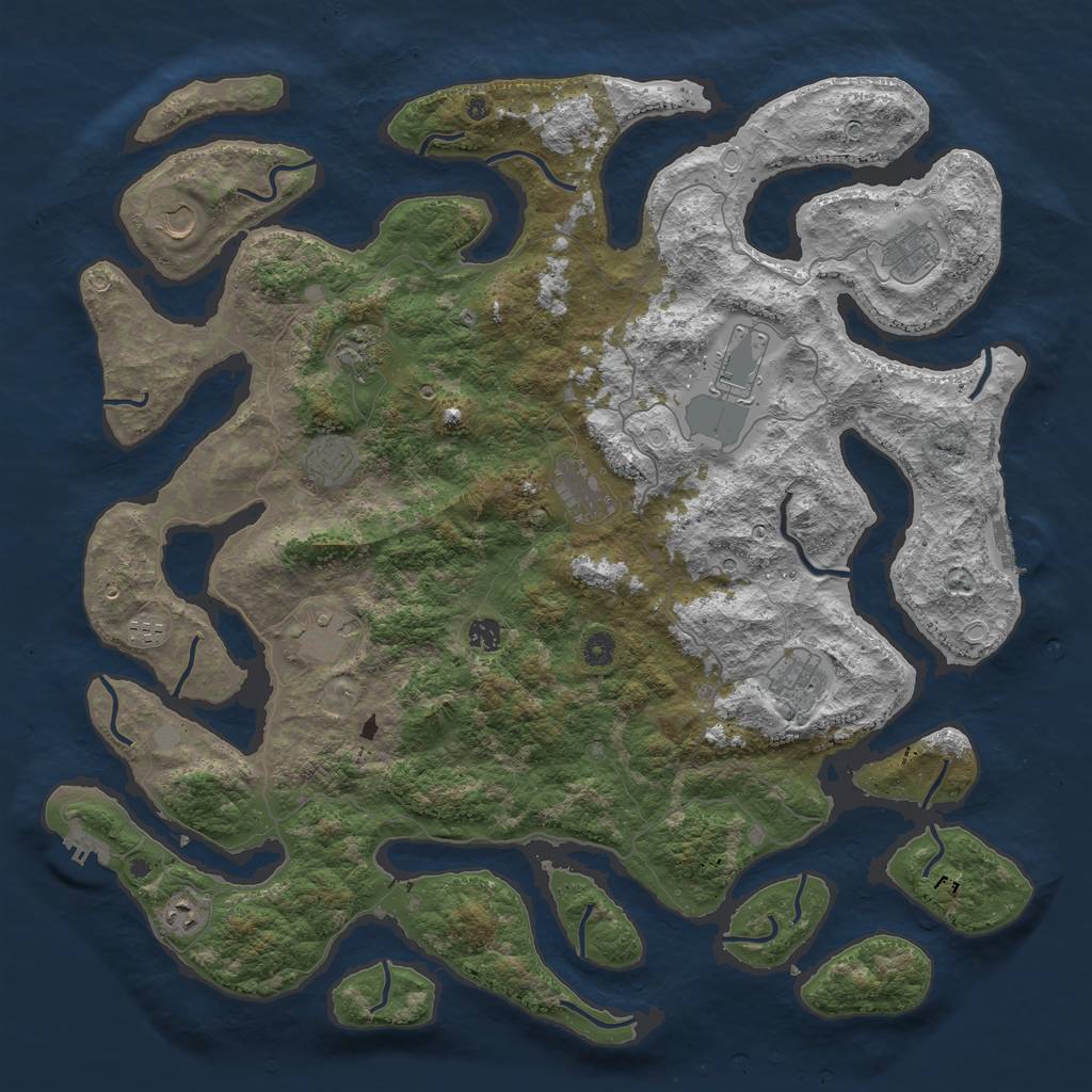 Rust Map: Procedural Map, Size: 4903, Seed: 1885301628, 19 Monuments