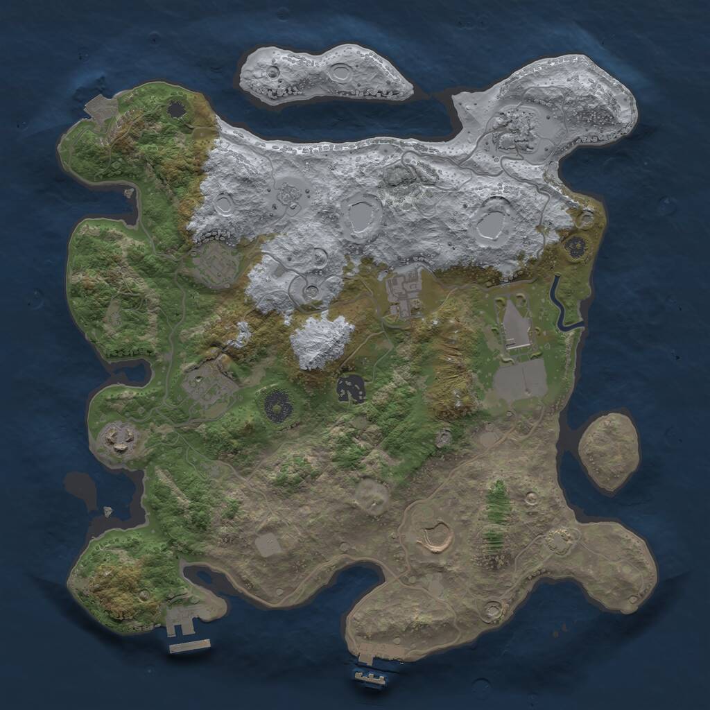Rust Map: Procedural Map, Size: 3500, Seed: 1008090165, 14 Monuments