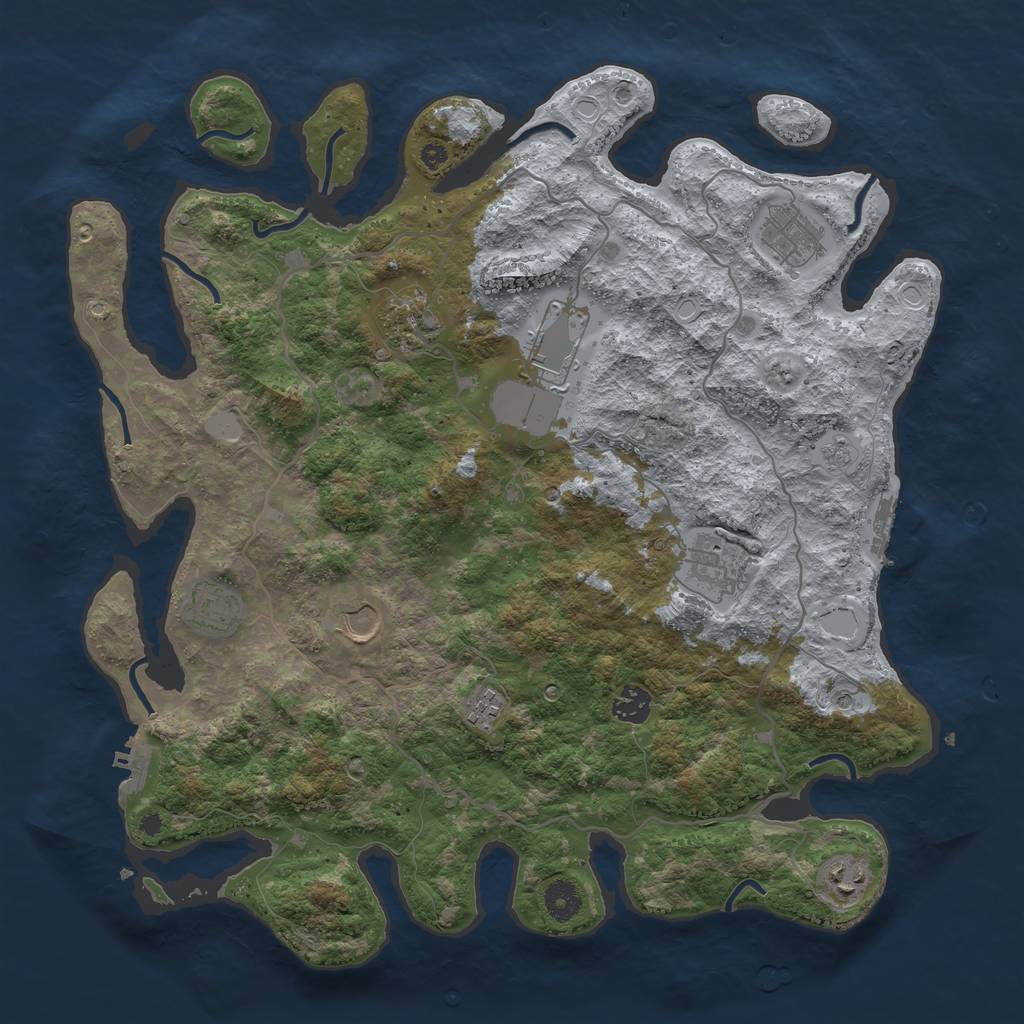 Rust Map: Procedural Map, Size: 4000, Seed: 124535, 18 Monuments