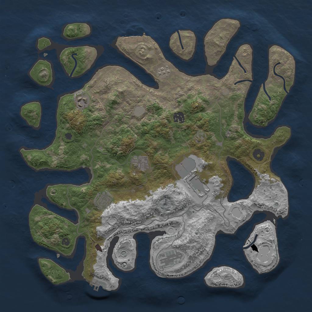 Rust Map: Procedural Map, Size: 4000, Seed: 992299230, 15 Monuments