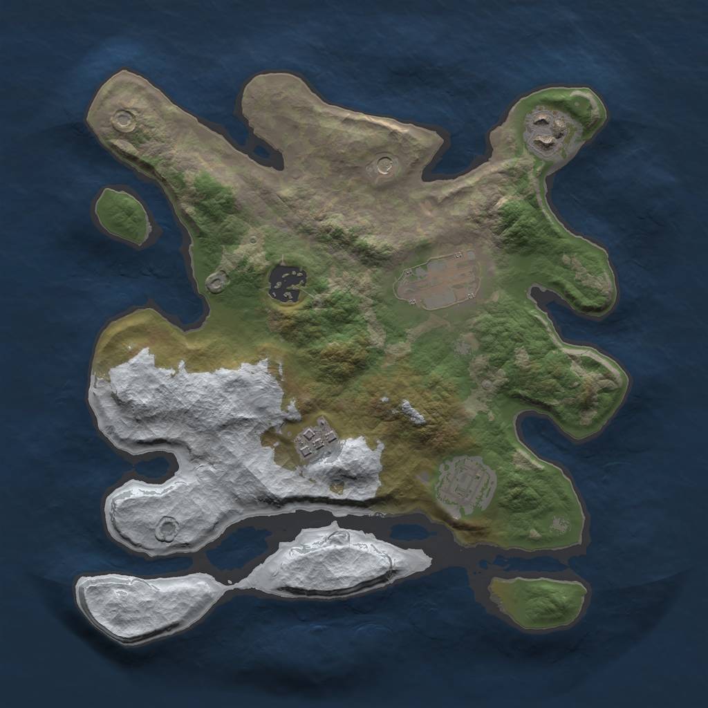 Rust Map: Barren, Size: 2750, Seed: 645356241, 8 Monuments