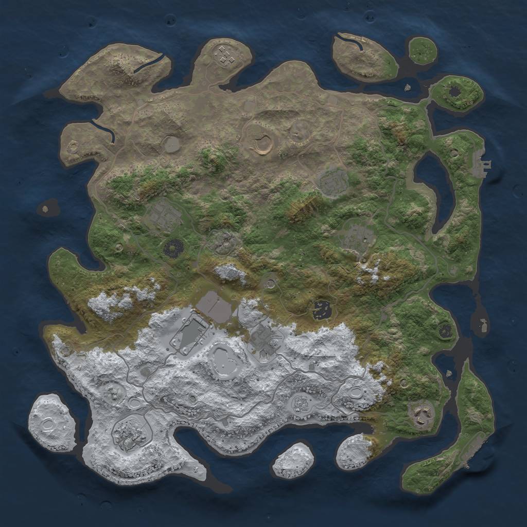 Rust Map: Procedural Map, Size: 4000, Seed: 3068, 19 Monuments
