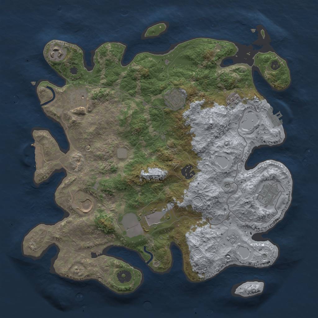 Rust Map: Procedural Map, Size: 3500, Seed: 18750876, 17 Monuments