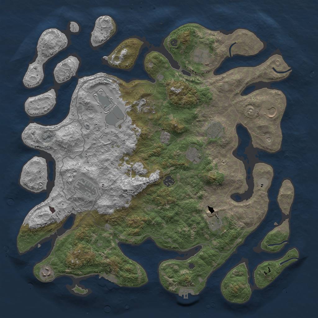 Rust Map: Procedural Map, Size: 4500, Seed: 4293632, 19 Monuments
