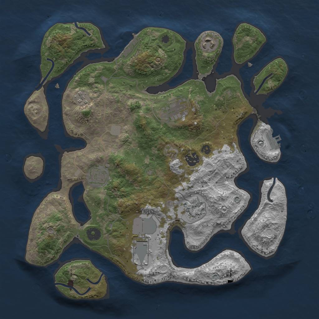 Rust Map: Procedural Map, Size: 3500, Seed: 5259722, 14 Monuments