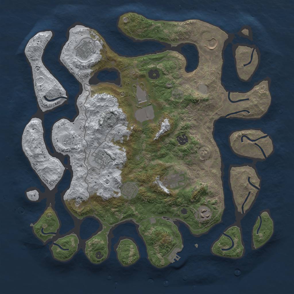Rust Map: Procedural Map, Size: 4000, Seed: 55500, 16 Monuments