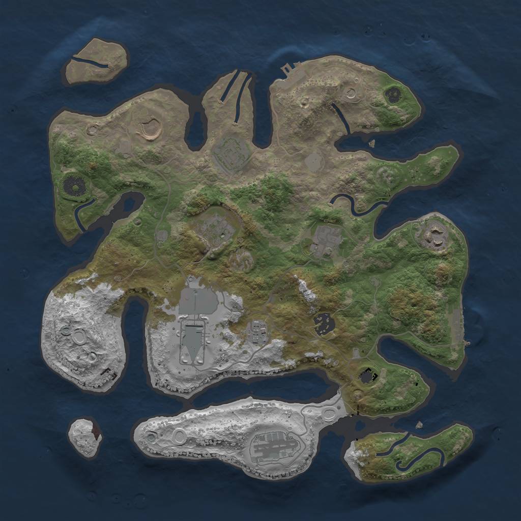 Rust Map: Procedural Map, Size: 3550, Seed: 695451, 17 Monuments