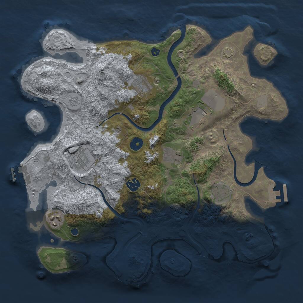 Rust Map: Procedural Map, Size: 3500, Seed: 1337000738, 14 Monuments
