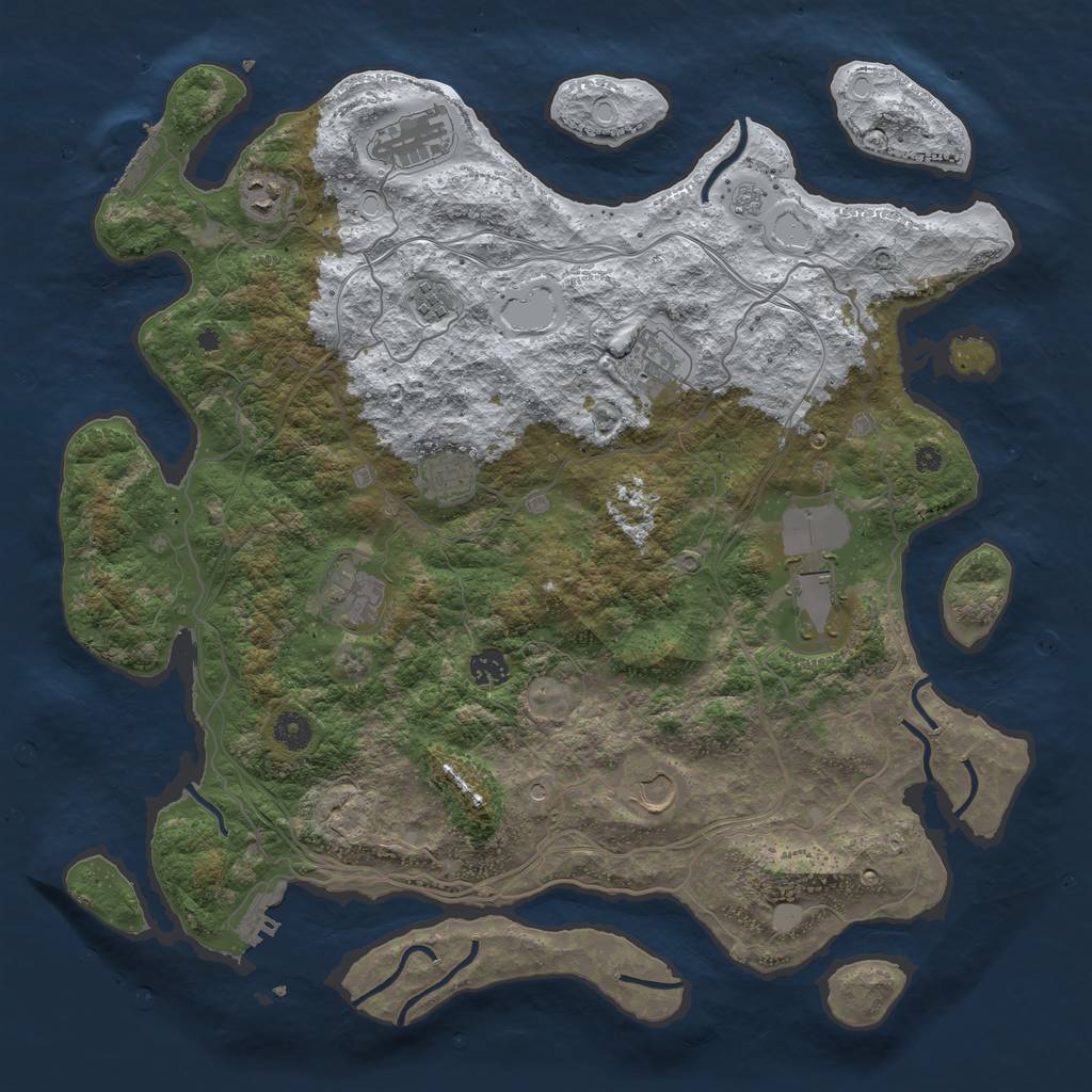 Rust Map: Procedural Map, Size: 4250, Seed: 894874, 18 Monuments