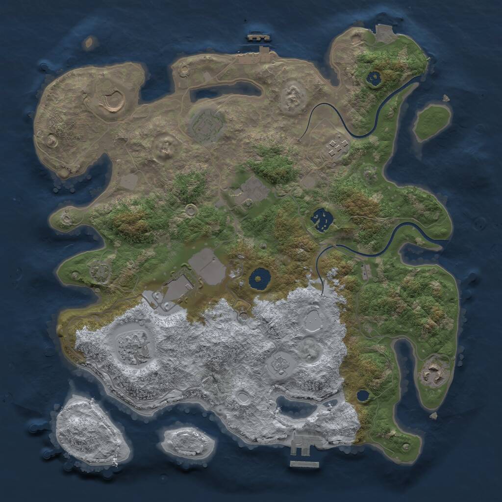 Rust Map: Procedural Map, Size: 3500, Seed: 646046369, 14 Monuments